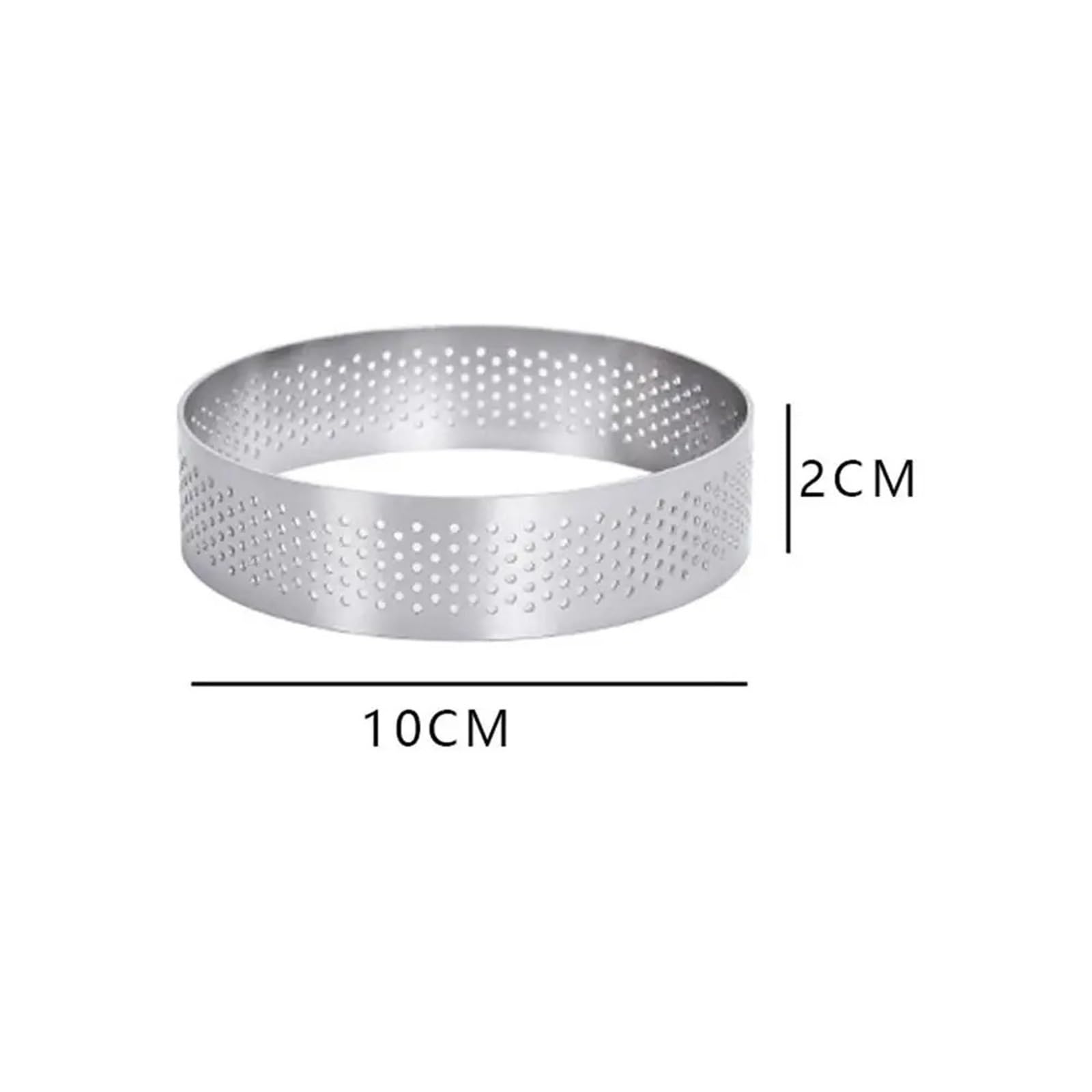 12 pièces en Acier Inoxydable Mousse Anneau Moule Circulaire Tarte Ovale gâteau Fromage perforé aux Fruits Cuisine pâtisserie Cuisson pour Gâteau Cheesecake(10cm Round)