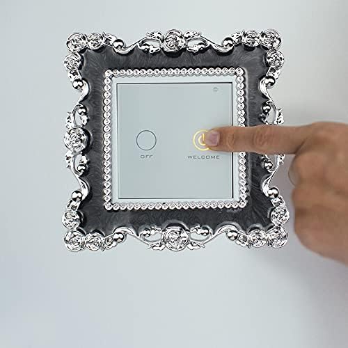YunBey 2 Pcs Light Switch Surround Black Light Switch Covers Plastic Resin Acrylic Light Socket Surround Socket Covers Luxurious Socket Panel Sticker (Flower Shape)