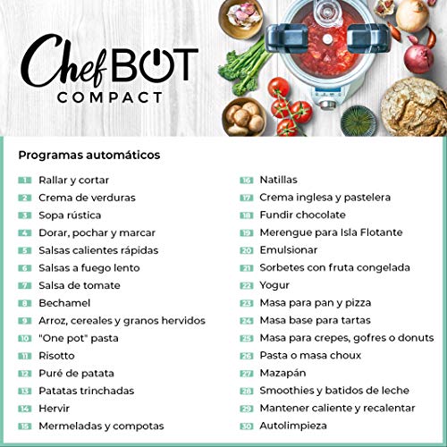 CREATE-CHEFBOT-COMPACT-Robot-de-Cocina-Multifuncion-Compacto-Cocina-al-Vapor-23-Funciones-10-Velocidades-con-Turbo-Bol-de-Acero-inoxidable-23-L-Libre-BPA-Con-Recetario-Blanco
