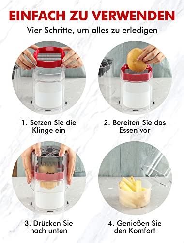 Foto von Geedel Pommesschneider, Schnell Schneidender Kartoffelschneider, Obstschneider-Wedger Leicht zu Reinigen, Apfelschneider für Gemüse und Obst mit 2 Schneidemessern