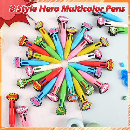 LiYiQ 25 bolígrafos multicolor 4 en 1 diseño héroe kawaii miniatura 3