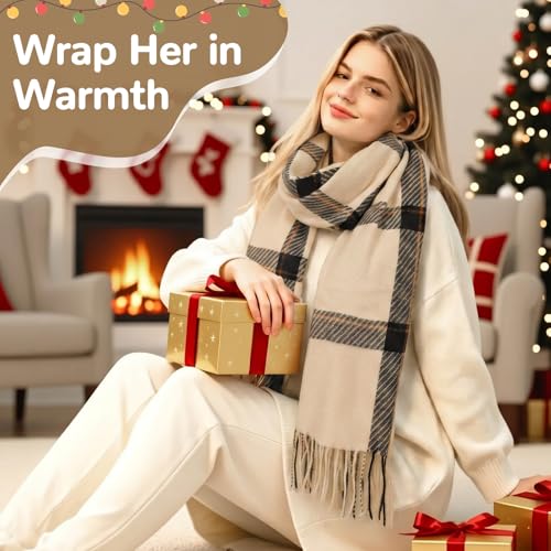 Image of Loritta Winter Scarf for Women, Long Plaid Shawl Wraps Scarves Gifts