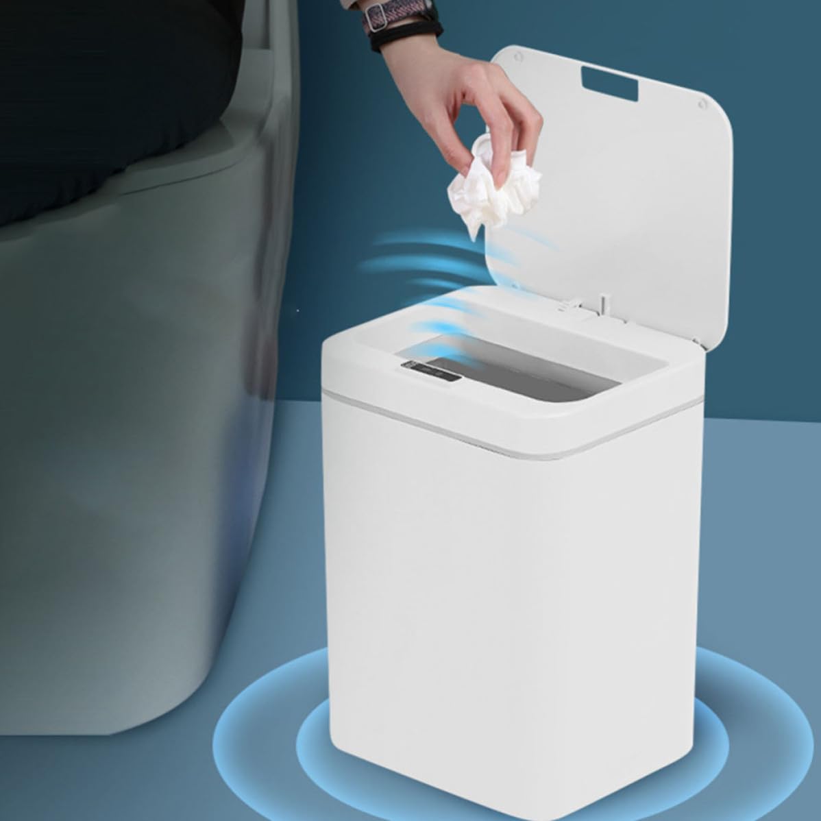 BESPORTBLE Papelera sin Contacto Inteligente de Inducción 16l Blanco