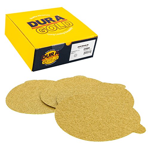 Dura-Gold Premium 6" Gold Psa Sanding Discs - 40 Grit (Box Of 25) - Self Adhesive Stickyback Sandpaper For Da Sander, Finishing Coarse-Cut Abrasive - Sand Automotive Car Paint, Woodworking Wood, Metal #TOP12