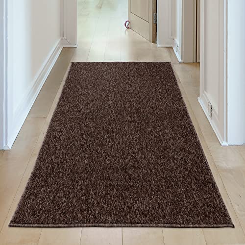 THE RUGS Low Pile Area Rugs - Modern Indoor Rugs for Living Room Bedroom, Dining Room, Entryway - Non-Shedding (Brown, 60x110 cm) - Image 3