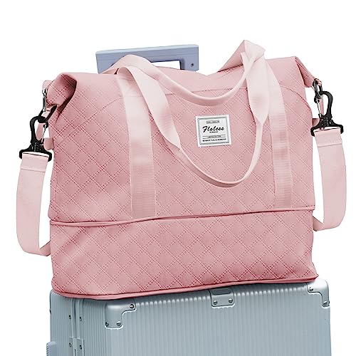 Reisetasche Damen Sporttasche 40x20x25 Ryanair Handgepäck Tasche Weekender Bag Schwimmtasche Wasserdicht Travel Bag Duffle Bag Fitnesstasche Trainingstasche Frauen für Reise Gym,B1-Rosa