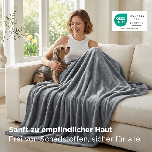 BEDSURE Kuscheldecke Flauschig Decke Fleecedecke - Wohndecke Warm Winter Weich, Sofadecke XL, Geschenke für Frauen, Decke Couch Blanket, Wohn- & Kuscheldecken 150x200cm, Sofa überwurfdecke, Grau