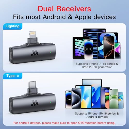 Image of BIGASUO 2pcs Lavalier Wireless Microphone for iPhone iPad, Wireless Microphone for Video Recording, Game Live Streaming, Interviews, YouTube, TikTok, Vlog (B81)