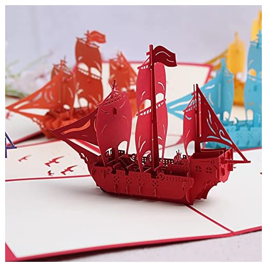 KUNSTIFY Tarjeta de felicitación 3D desplegable para novias, hombres, mujeres, padres, madres, abuelas, bodas, cumpleaños (barco)