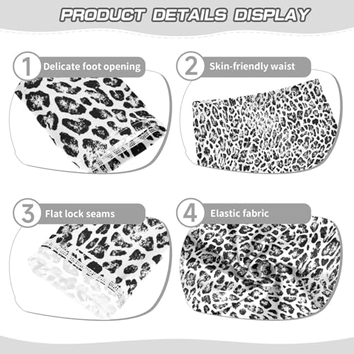 Leopard Skin Print Black White Girls Casual Leggings for Kids Printed Long Pant Bottoms Stretch and Soft3
