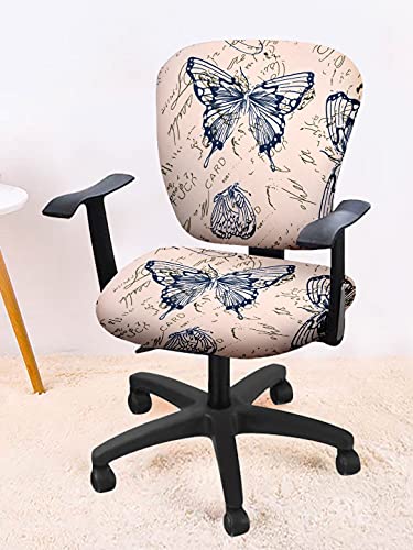 Image of Cortina Corporate Office Chair Covers | Removable Washable Chair Protector | Executive Rotating Chair Seat Case | Stretchable Polyester Spandex Fabric | Abstract Print - Beige | Chair Cover Set of 6