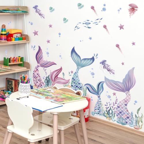 Vinilo decorativo cola de sirena para habitación infantil miniatura 6