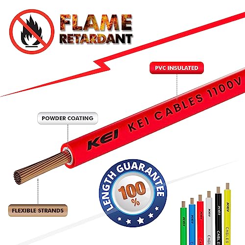 Image of KEI WIRES & CABLES Homecab 1 sqmm 1 Core 99.97% Pure Copper Conductor Flame Retardant House Wire PVC Insulated Cable for Domestic & Industrial Electrical Wiring (Red, 180 Meters)