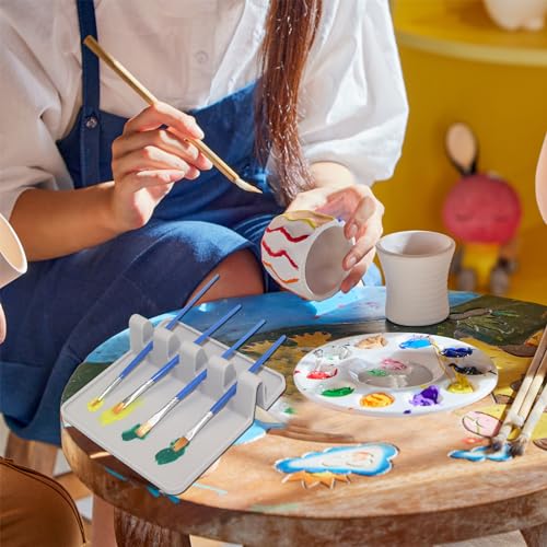 Image of 2 Packs Silicone Paint Brush Holder Paint Brush Stand Rest with 4 Slots Watercolor Oil Acrylic Painting