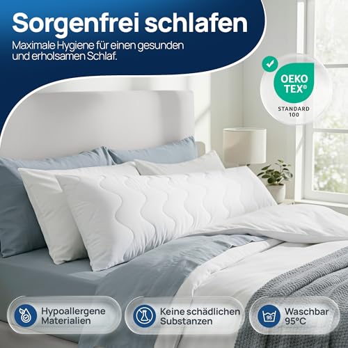 LILENO HOME Seitenschläferkissen 40 x 145 (1er Set) – 95 °C waschbar, Oeko-Tex & Made in DE – Kissen Seitenschläfer 40x145 anpassbar für himmlischen Schlaf – weicher & geruchsfreier Bezug 3