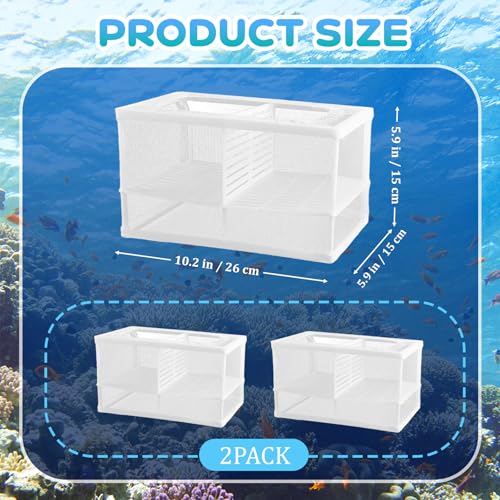 Image of 2 Pack Breeder Box for Fish Tank, Plastic Frame Breeding Box with Suction Cups, Fish Breeder Box for Aquarium, Mesh-Framed Fish Fry Incubator with Partitions