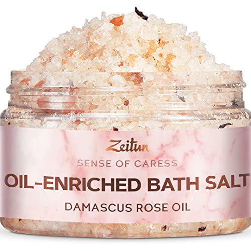 Natural Bath Salt with Himalayan Pink & Dead Sea Salt | Rejuvenating Oil - Enriched Salts with Rose & Peach Essential Oils | Unique Relaxing SPA Gift for Women | Detox Body & Foot Soak