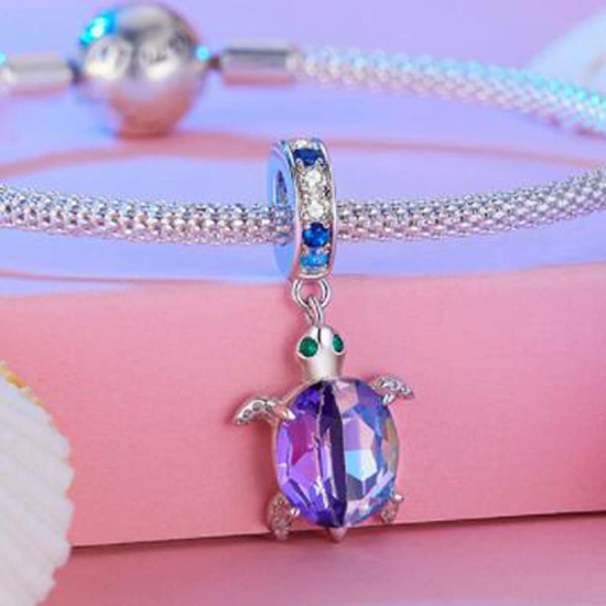 アニマルビーズチャームブレスレット 女性用 スターリングシルバー エナメル オウム アニマルチャームとブレスレット用ピンクフラミンゴ