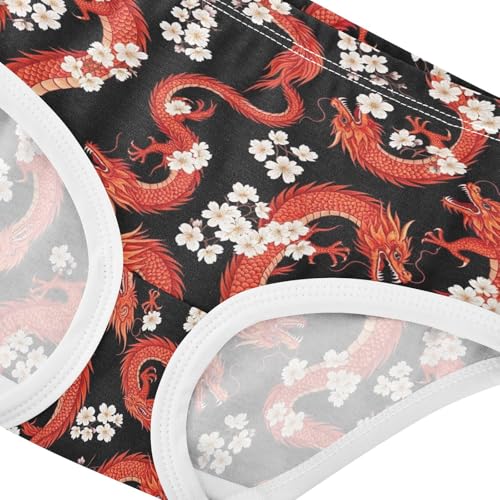 Joisal Bright Girls Underwear Toddler 2t Cotton Cute Panties Girl Red Dragon Flowers Briefs Girls Undies4