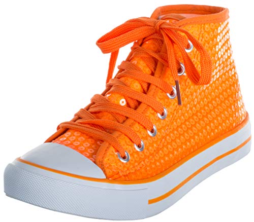 Brandsseller - Zapatillas deportivas para mujer con lentejuelas, altura media, color Naranja,...