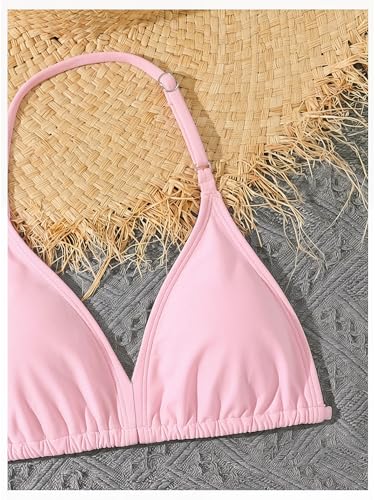 Image of RoseSeek Girl's 3 Piece Cute Bowknot Bathing Suit Halter Triangle High Waisted Swimsuit with Beach Cover Up Skirt