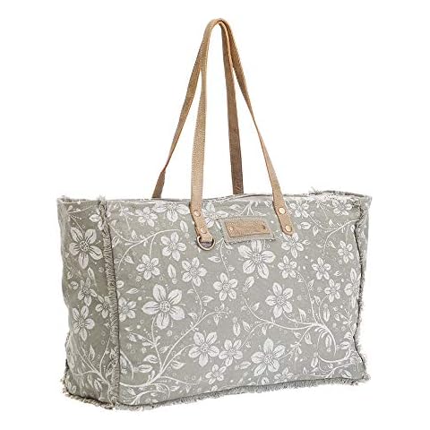 Myra Bag Chalky S-1473 Wochenendtasche aus Leinen und Leder Cover