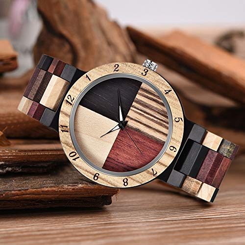 Montre en bois naturel homme mouvement quartz japonais affichage coloré design éco - 3