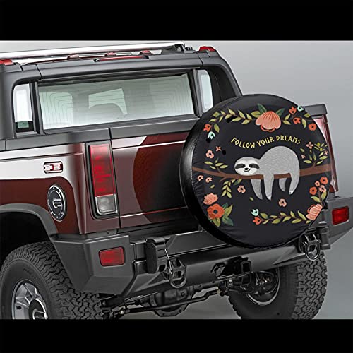 Luiaard bloem tak Volg uw droom reserveband cover wiel beschermers waterbestendig universele reservewiel band cover fit… - Image 3