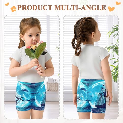 Cotton Under Dress Shorts Print Sailing Ship Ocean Night Blue Toddler Biker Shorts Girls 4t Summer Clothes3