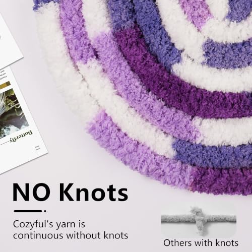 Image of Cozyful Chunky Yarn for Hand Knitting - #10 Chunky Chenille Blanket Yarn, Jumbo Big Thick Chunky Yarns for Crocheting, Tie Dye Bulky Knit Yarns, 8 Skein (20 yds 8 oz Each Skein), Multi Purple & White