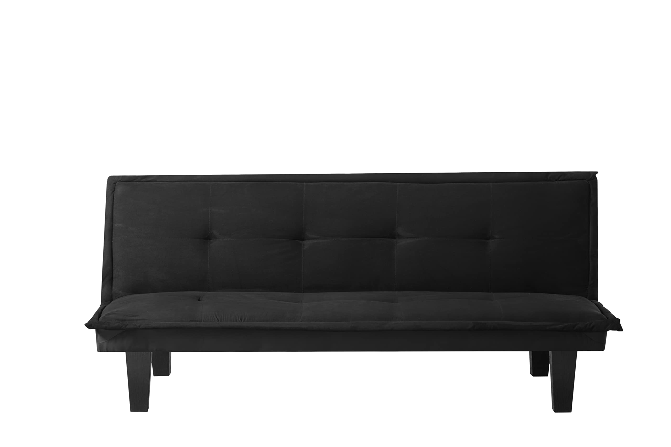 Verfur Faux Suede Convertible Sofa Bed, Small Futon Sofa & Couches for Living Room 63.8" D x 29.9" W x 28.3" H, Black