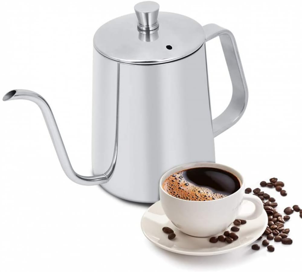 Czajnik z gęsią szyją, 550 ml, ze stali nierdzewnej, z pokrywką, do domowej kuchni, parzenia kawy, nalewania