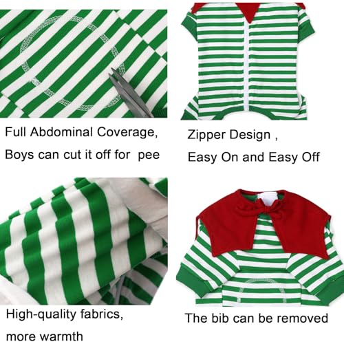 Image of Striped Dog Surgery Recovery Suit Female Male,Puppy Dogs Onesie Cats Long Sleeve Bodysuit After Surgery Neuter for Abdominal Wounds Protective(with Bib)