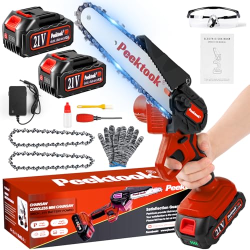 Mini motosierra inalámbrica de 6 pulgadas con batería de 4000 mAh y 2 cadenas, motosierras pequeñas para cortar extremidades