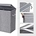SONGMICS Sturdy Double Laundry Hamper with Lid, Removable Fabric Bag, 142L Large Clothes Hamper 2 Section, Laundry Basket with Handles for Closet, Laundry Room, Bedroom, Bathroom, Gray ULCB02G