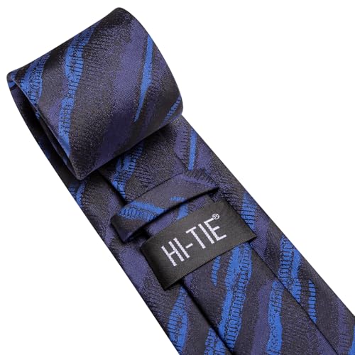 Image of Hi-Tie Men Ties Sets Silk Stripe Paisley Necktie Pocket Square Cufflinks for Business Wedding