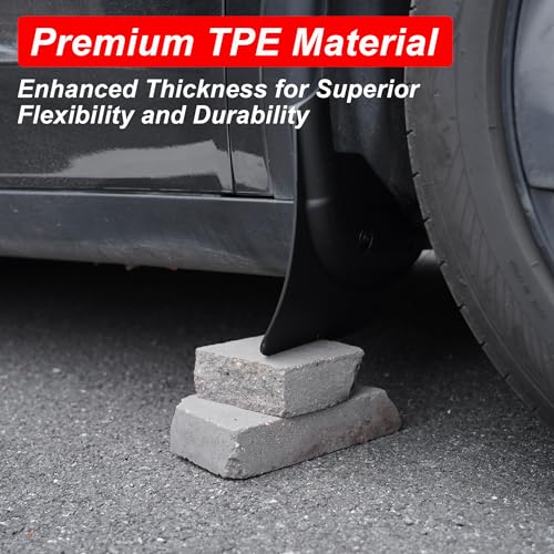 Image of RUTU TPE Mud Flaps for Tesla Model Y Juniper 2025 2026 4PCS | All Weather No-Drill Splash Guards, Front & Rear Fender Protection Kit, Tesla Model Y Accessories