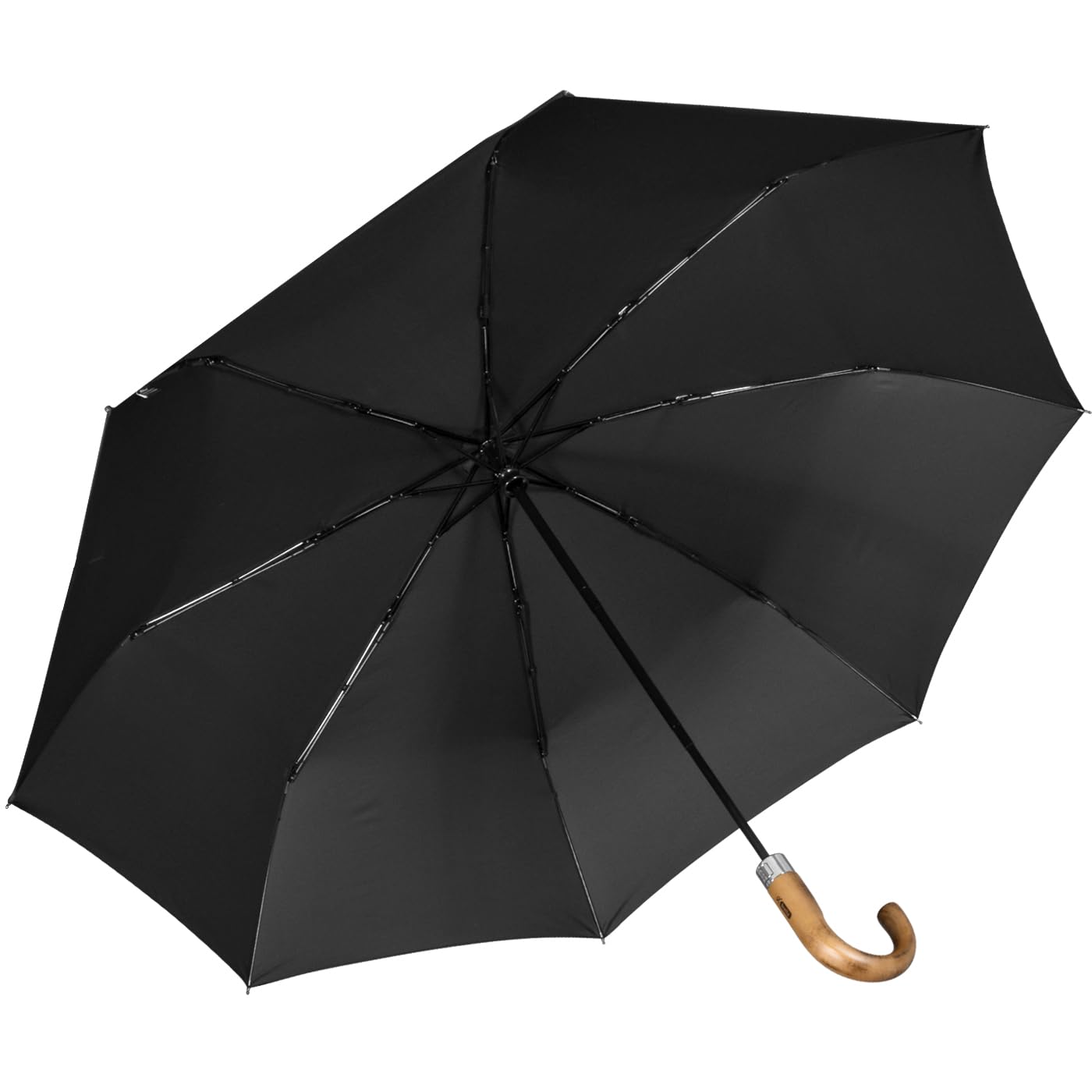iX-brella - Sombrilla XXL para hombre de 121 cm con mango de madera auténtica y cierre automático