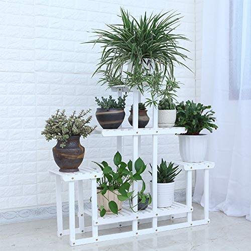 XIU Flower Stand-Flower Rack Stable It Can Move Environmental Protection Beautiful Antirust Foldable Bold Safety Natural Handmade Anti-Corrosion,No pulley,White