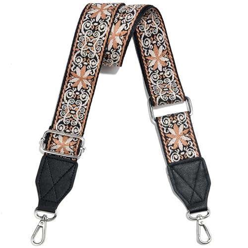 Image of Purse Strap,1.5 inch Leather End Shoulder Strap Adjustable Replacement,Retro Multi-Pattern Crossbody Bag Straps