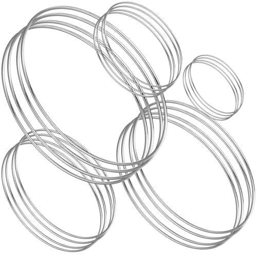 Patelai 20 Pcs Metal Rings for Crafts Dream Catcher Rings, Macrame Hoops for DIY, 5 Sizes Metal Floral Hoop for Floral Macrame Wall Hanging Dream Catcher and Crafts (Silver)