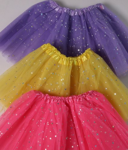 Girls Ballerina Sparkle or Chiffon Tutu Beginner 3 Pack Dress Up Set (Choose Color and Size)3