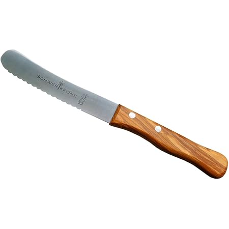 Schwertkrone Buckelsmesser Brotchenmesser Buttermesser Mit Wellenschliff Holzgriff Olivenholz Holzgriff 1 Stuck Amazon De Kuche Haushalt