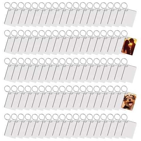 AiDiYGECO 240 Pcs Sublimation Keychain Blanks bulk MDF Double sided Sublimation Blank Keychains key chain (Rectangle) Cover