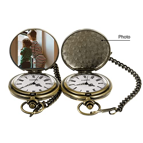 Image of TREEWETO Mens Engraved Pocket Watch Gifts for Brother, Unique Birthday Gift Ideas for Man, Graduation Gifts for Him, Present for Men
