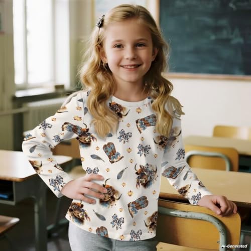 Image of Renewold Boys Girls Tees Kids T-Shirt Long Sleeve Crewneck T Shirts Casual Athletic Tops Clothing for Home School Travel