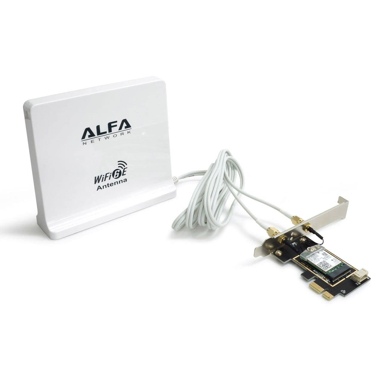 Alfa Network Alfa Carte PCIe Wi-​FI 6E avec antenne Panneau AIT-​AX210-​EZ