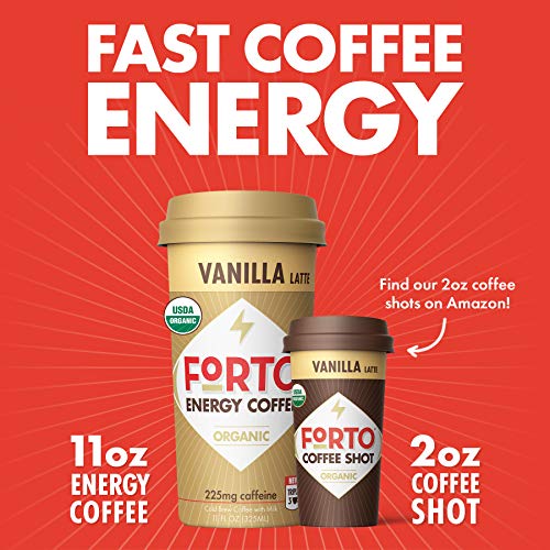 FORTO Energy Coffee – Vanilla Latte, Delicious & Organic Energy, Ready-To-Drink 11 Fl Oz, Pack of 12