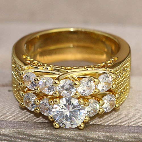 Bridal Sets Yellow Gold Plated Womens Wedding Ring Sets Round Cz Engagement Ring Sets Promise Ring4