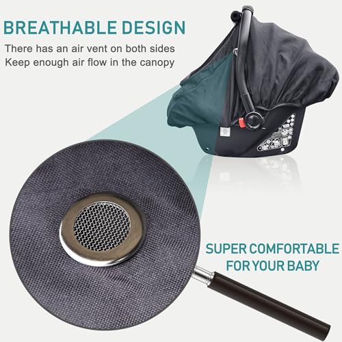 Image of Waterproof Baby Car Seat Cover，YVMVDV Patented Cold Weather Carseat Cover for Babies,Infant Car Seat Cover Canopy for Boy Girls,Windproof Car Seat Canopy, Keeps Babies Warm and Cozy Black
